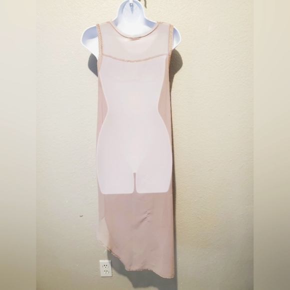 ZARA Chiffon Draped Sheer Asymmetrical Teost Side 1920s Vibe Midi Slip Dress - Picture 6 of 7